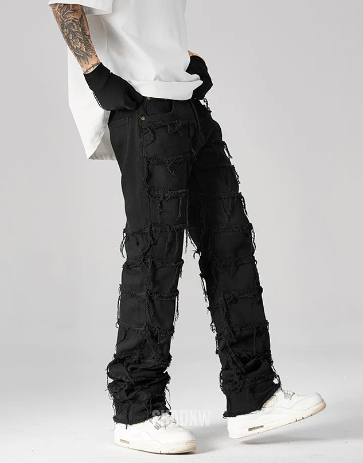 Men Black Stacked Jeans