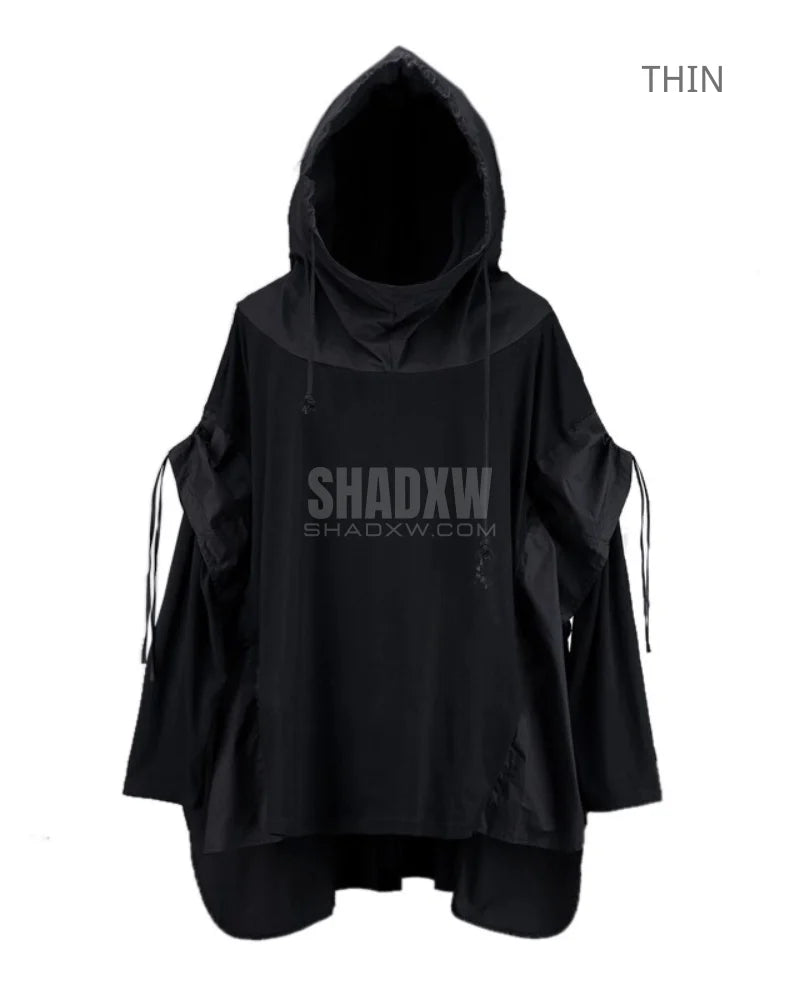 a*様 CHARCOAL CAPE HOODIE Men Cape Hoodie | Techwear