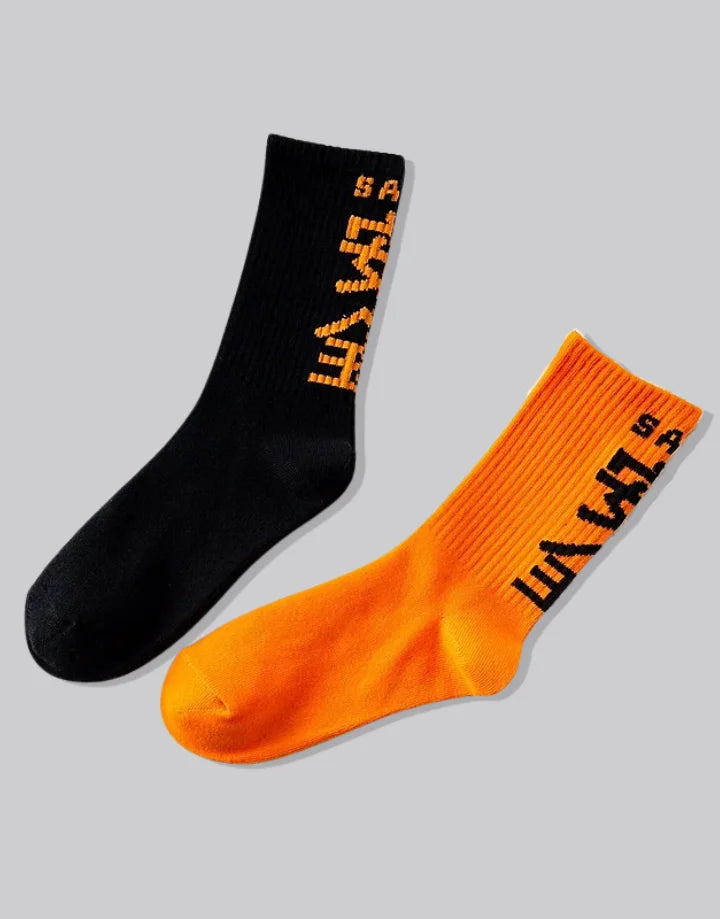 Orange and Black Socks