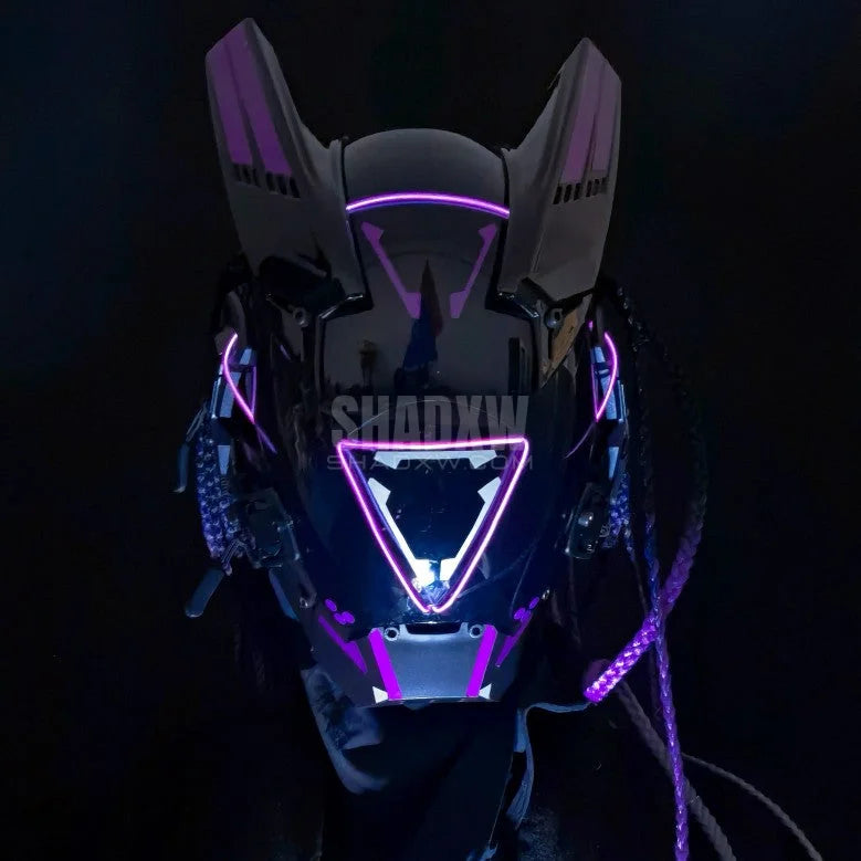 Purple Cyberpunk Helmet with Dread