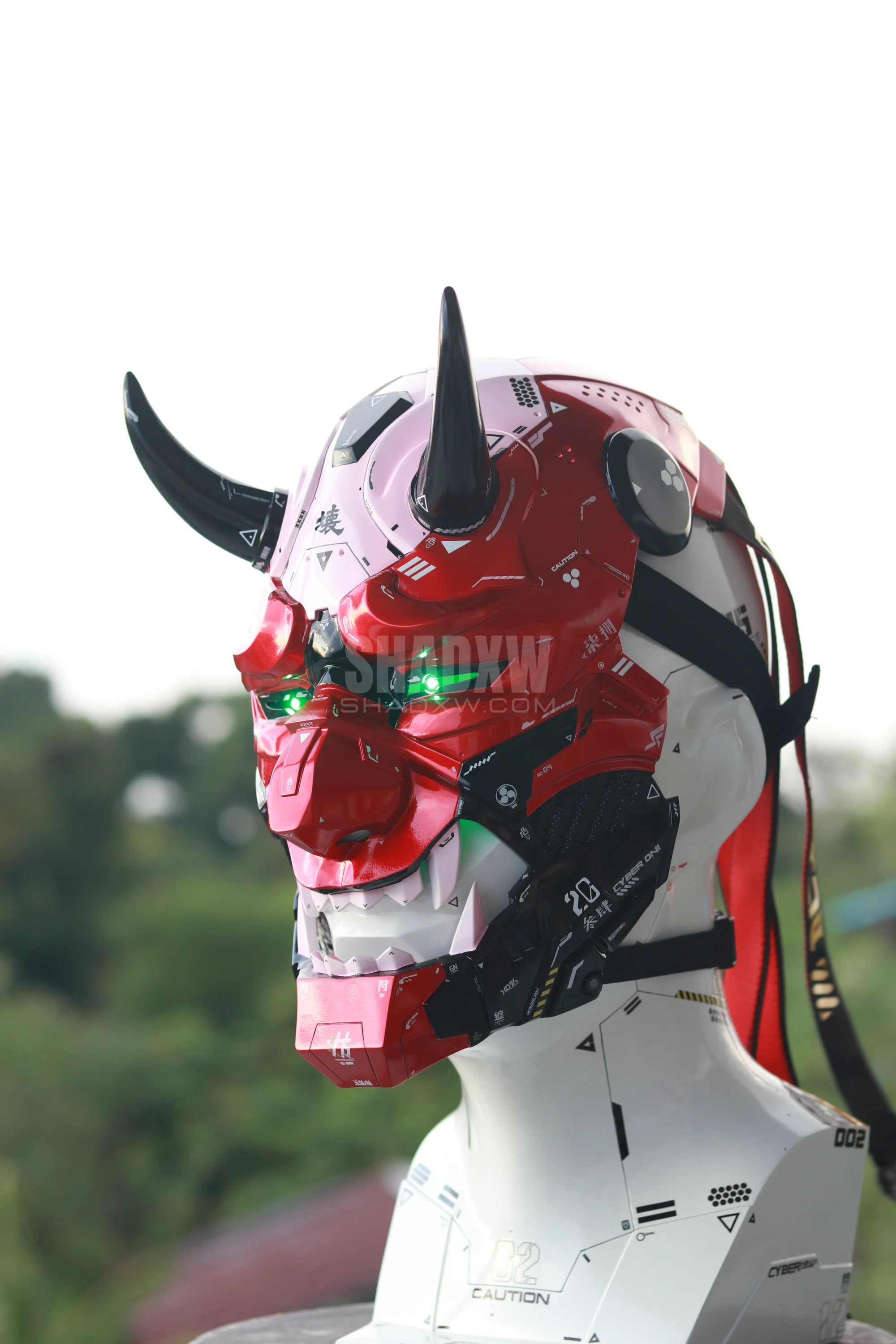 Red Cyberpunk Oni Mask