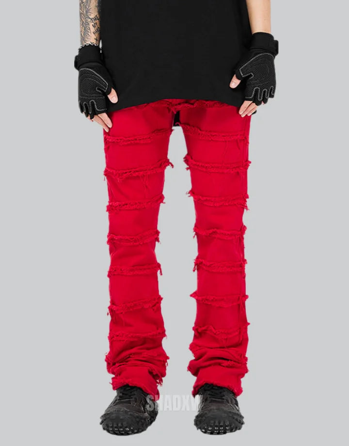 Red Stacked Jeans Mens
