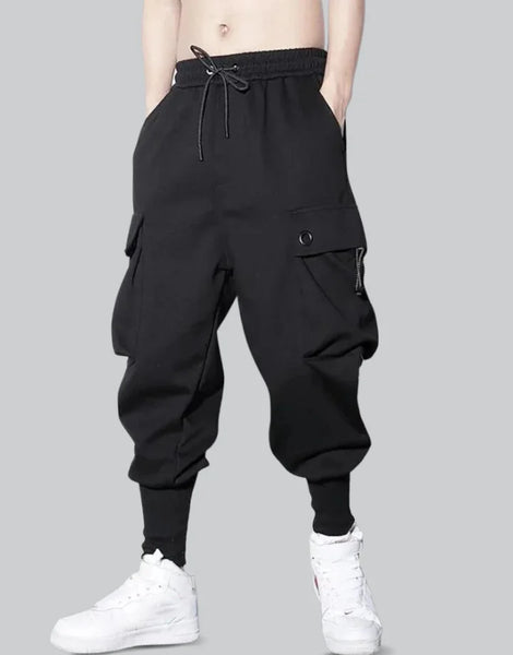 パンツ CTHY TECHWOOL BAGGY SARROUEL SLACKS BL 1 Harem Pants - Techwear Style Men's Harem Pants