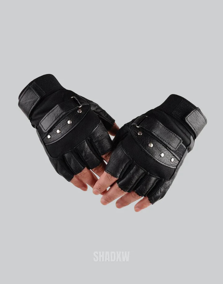 Tactical Fingerless Leather Gloves