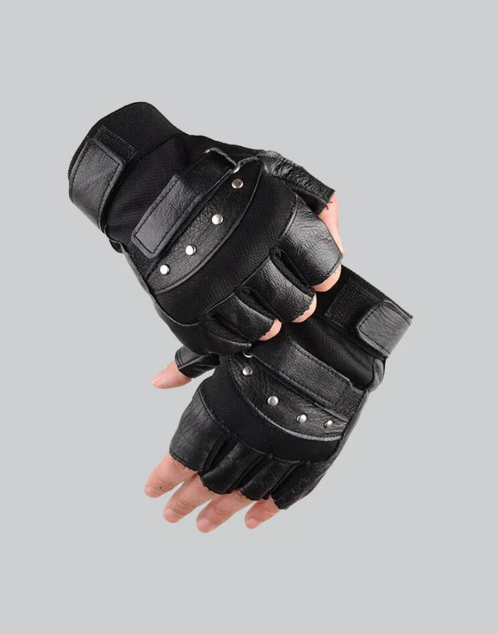 Tactical Fingerless Leather Gloves