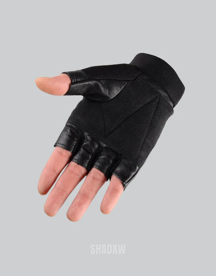 Tactical Fingerless Leather Gloves