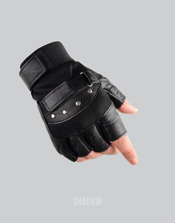 Tactical Fingerless Leather Gloves