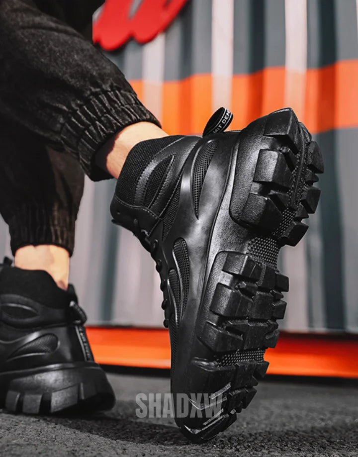 Black Leather High Top Sneakers