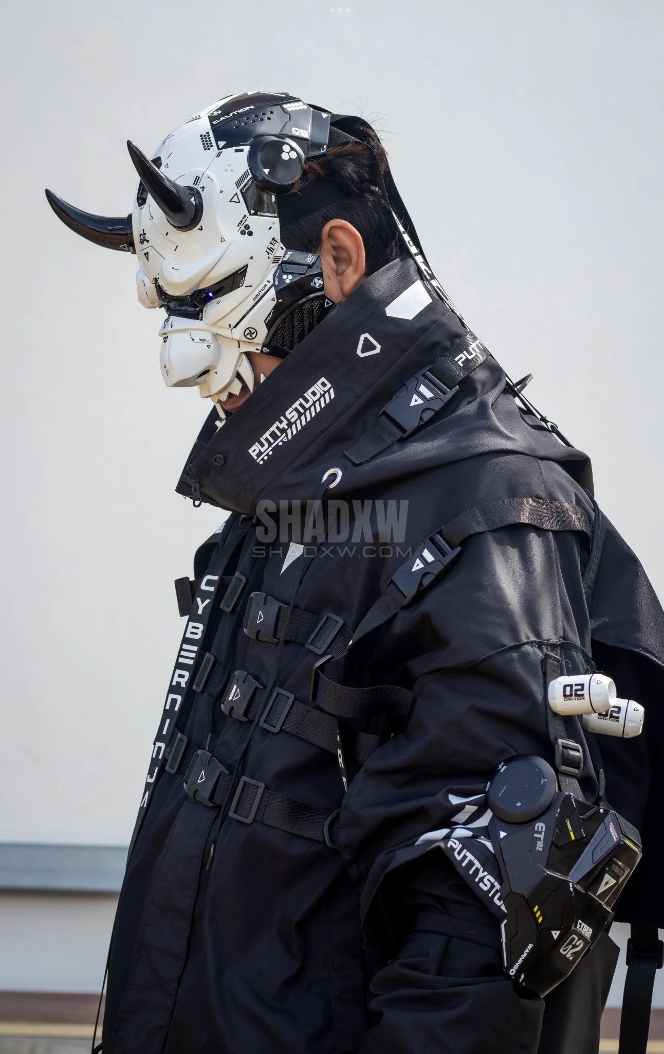 White Cyberpunk Oni mask