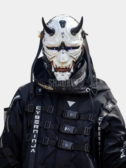 White Cyberpunk Oni mask