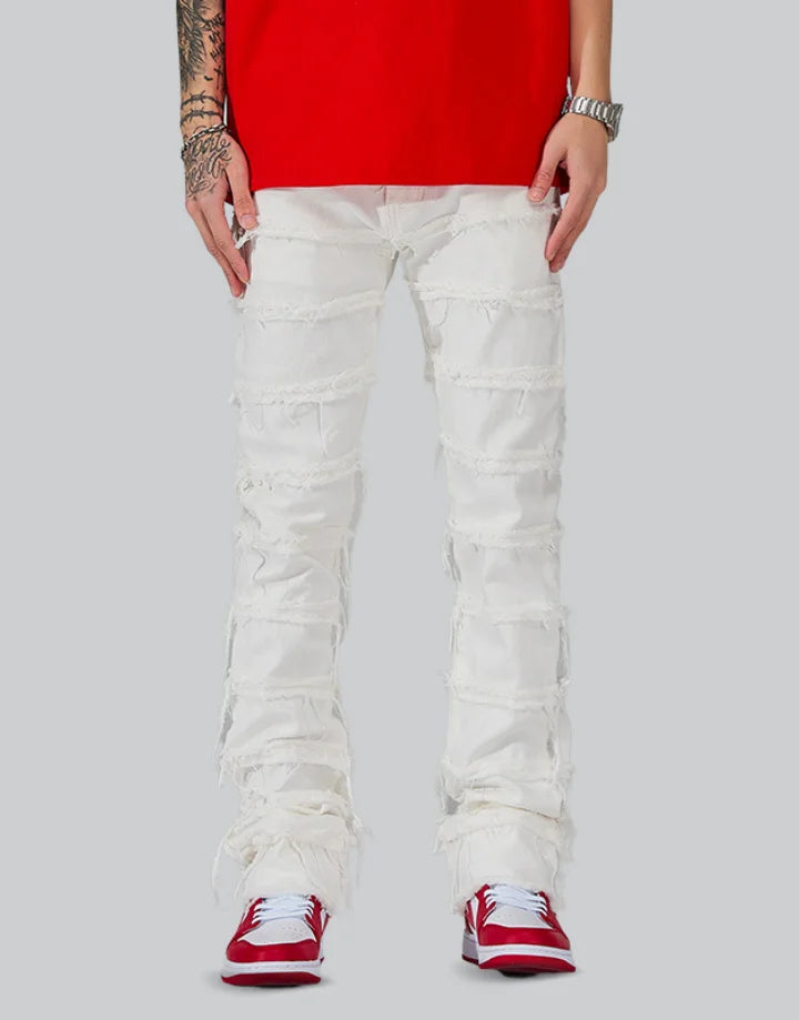 White Stacked Jeans Mens | Techwear