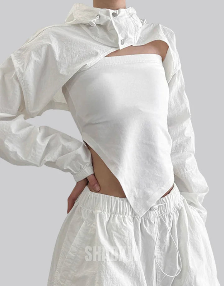 White Turtleneck Crop Top