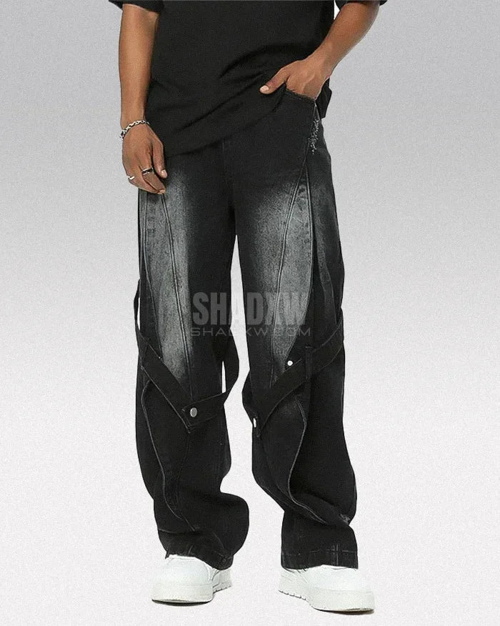 Y2K Black Baggy Jeans Men