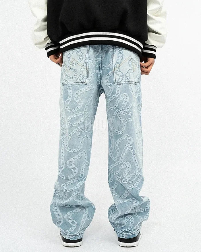 Y2K Light Blue Hip Hop Jeans