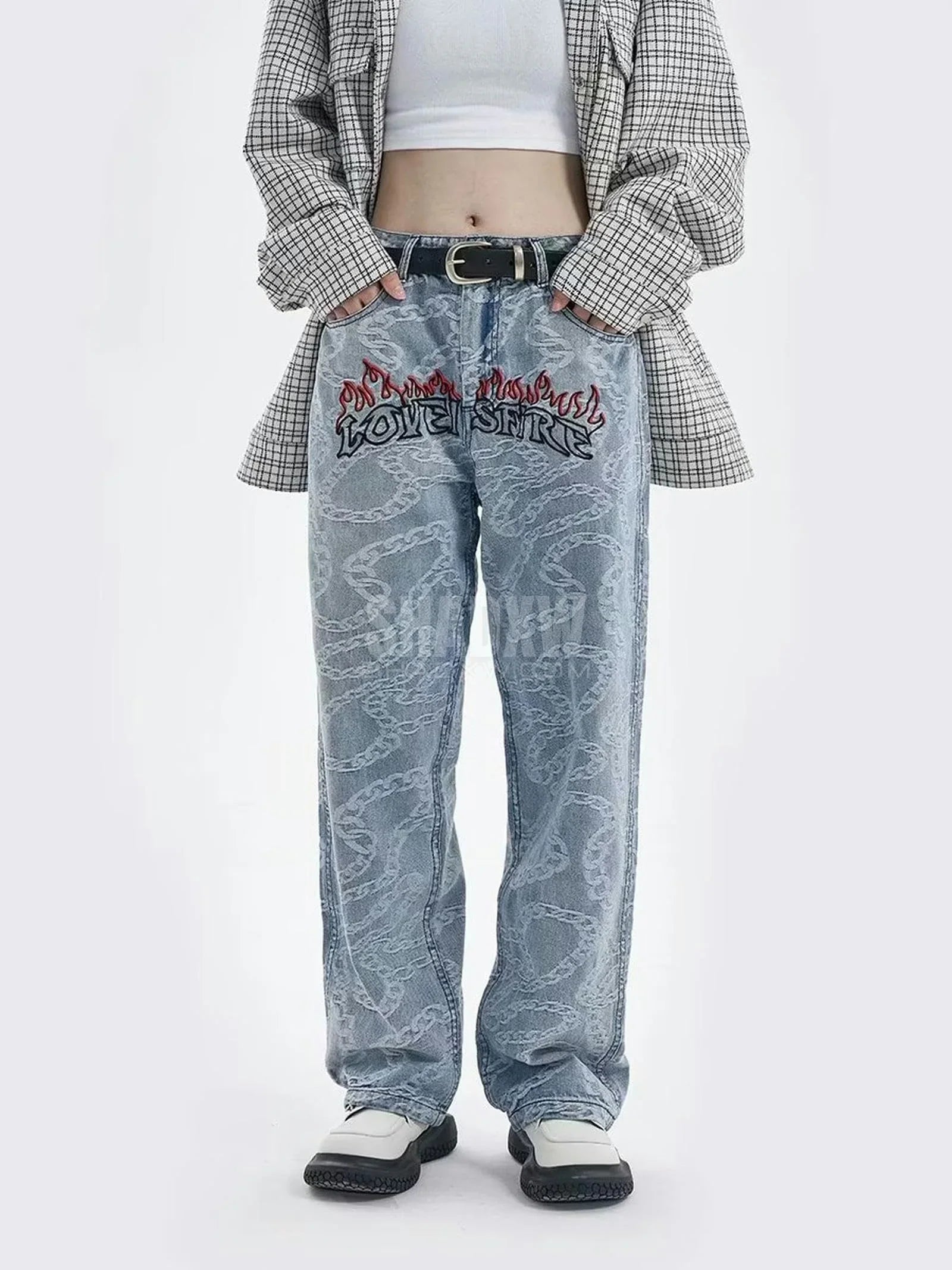 Y2K Light Blue Hip Hop Jeans