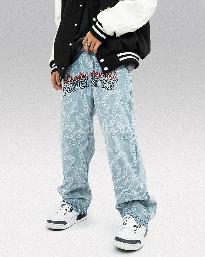 Y2K Light Blue Hip Hop Jeans