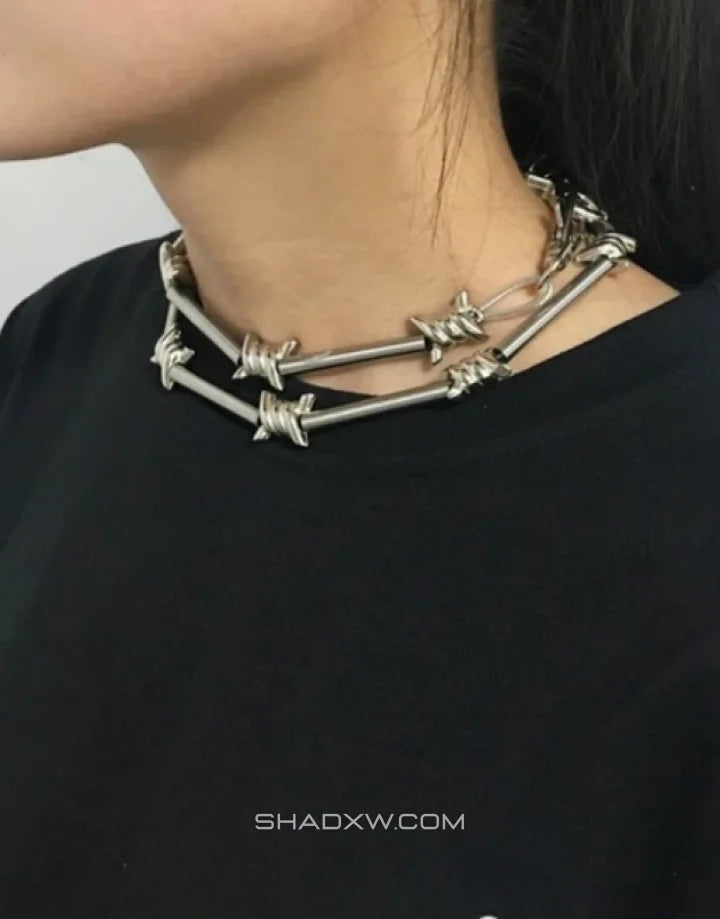 Barbed wire chain necklace