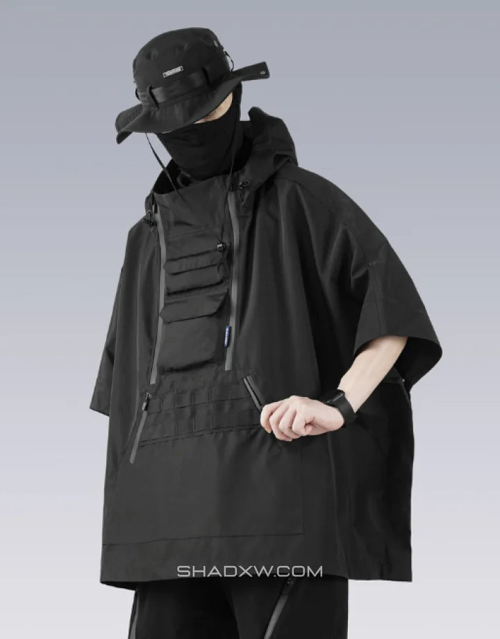 Black cape jacket Techwear