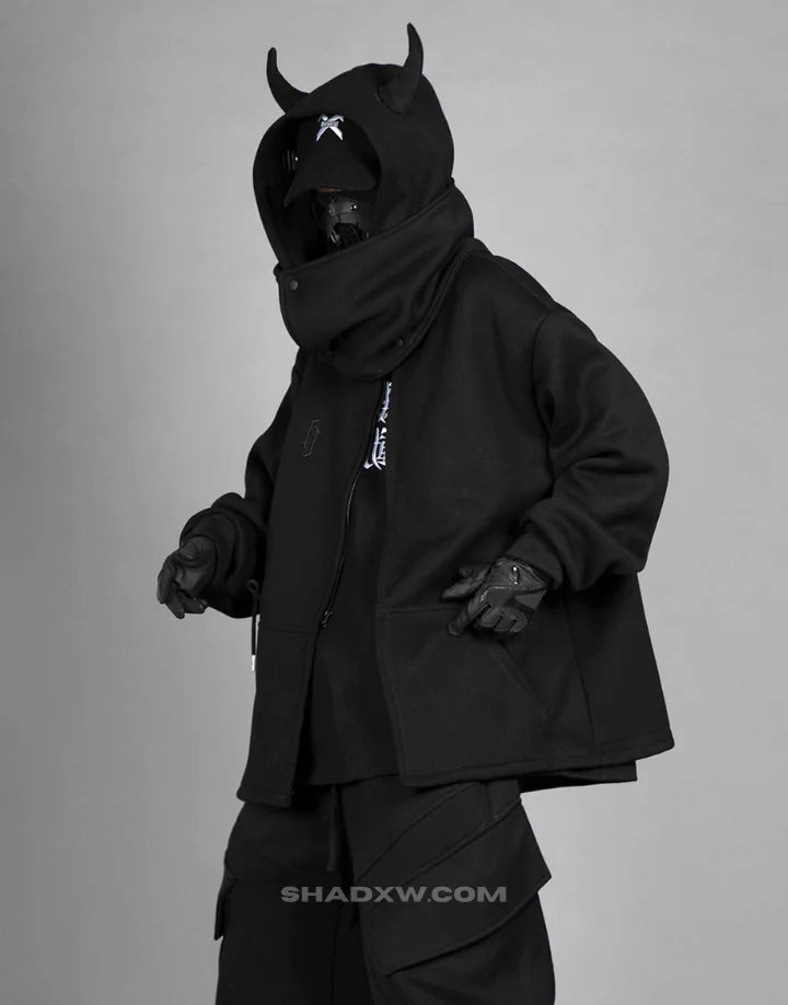 Black Hoodie with Horns | Techwear