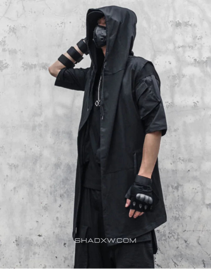 Black sleeveless jacket