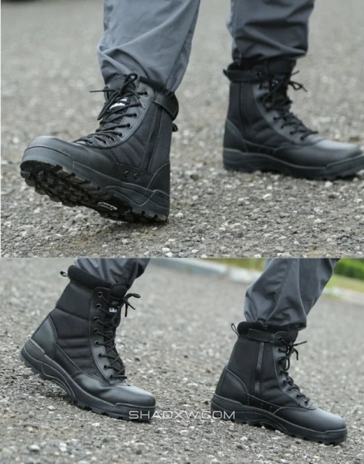 Black Tactical Side Zip Boots