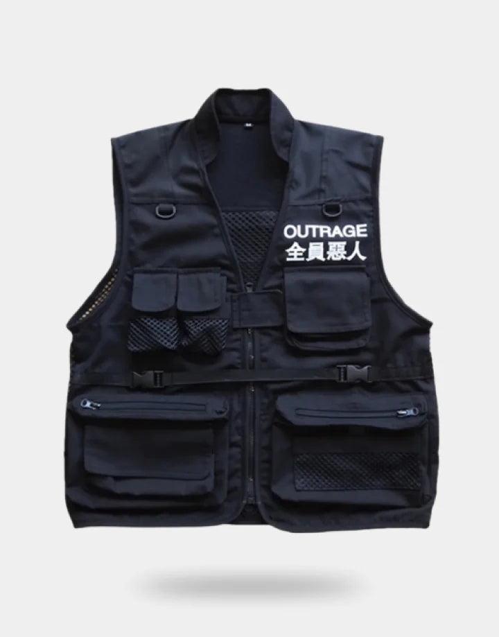 Black tactical vest streetwear