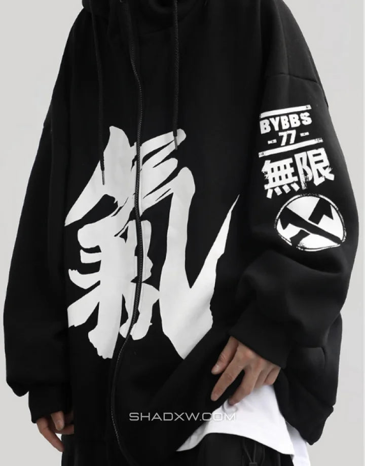 Tech Wear Japanese Zip Up Hoodie