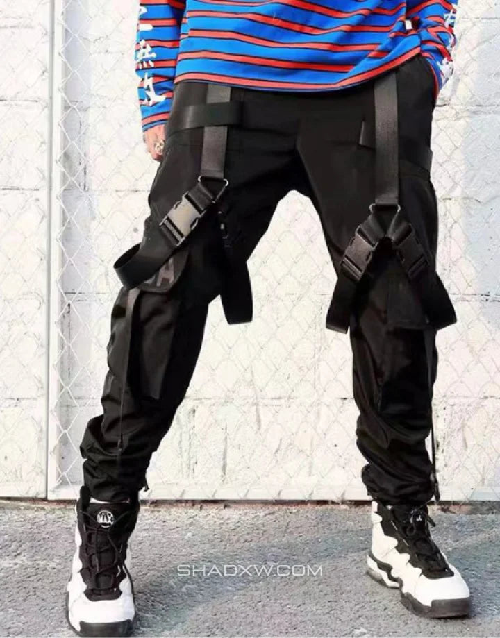 Mens joggers with straps sales