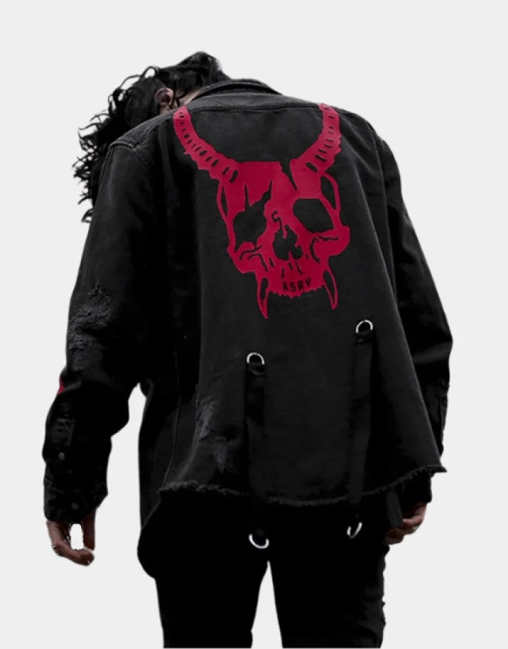 Punk black denim jacket | Techwear