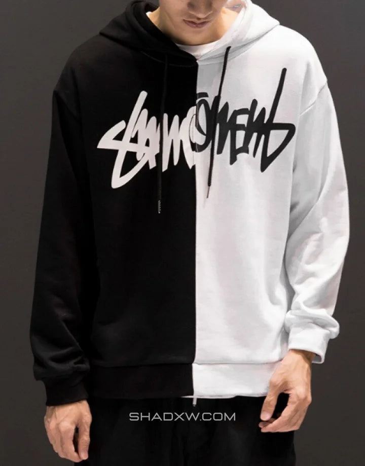 Split Black and White Hoodie