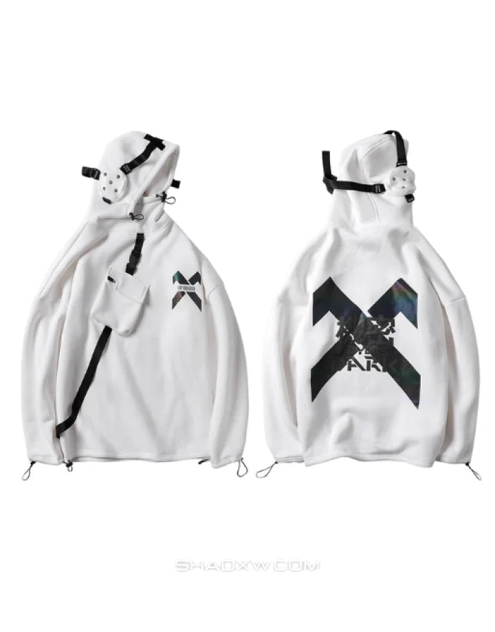 White techwear hoodie