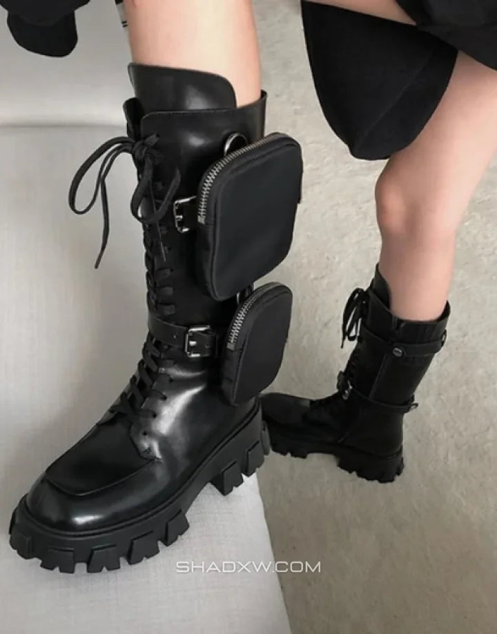 Women Black Tactical Boots Techwear