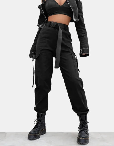 Relaxed Fit Techwear Women Joggers with Adjustable Buckles and Straps,  Oversized Pockets and Calf Support, Streetwear Women's Pants -  Portugal